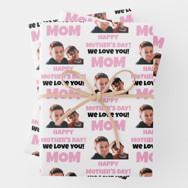 Funny Custom Kids Gesicht Foto glücklichen Muttert Geschenkpapier Set (Beispiel)