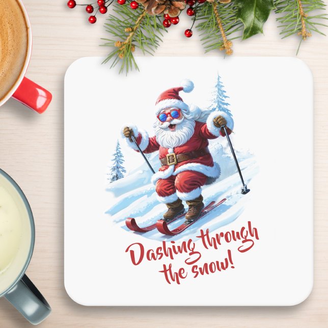 Funny Custom Modern Santa Claus Funky Christmas Rechteckiger Pappuntersetzer (Von Creator hochgeladen)