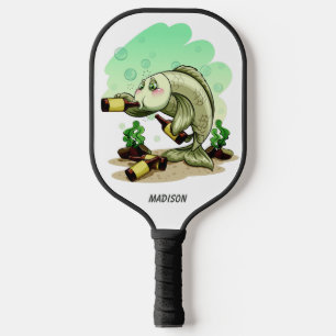 Funny custom name Drinking Fish Pickleball Schläger