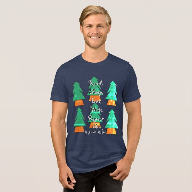 Funny Custom Pun Writer Life Mens Ugly Sweater Tri-Blend Shirt (Vorderseite voll)