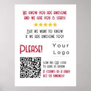 Funny Custom QR Code Business Logo Review einzigar Poster