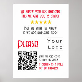 Funny Custom QR Code Business Logo Review einzigar Poster