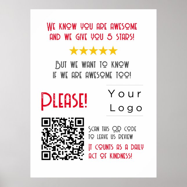 Funny Custom QR Code Business Logo Review einzigar Poster (Vorne)
