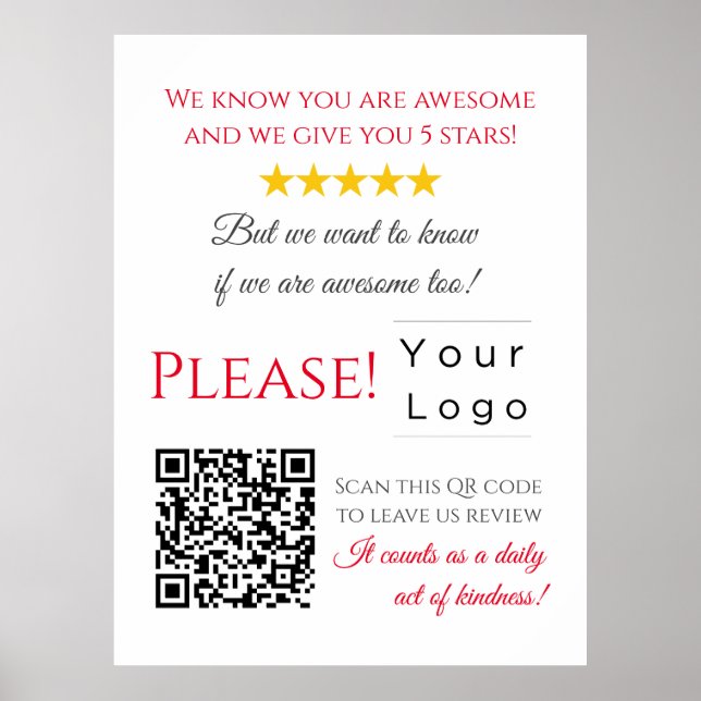 Funny Custom QR Code Business Logo Review Poster (Vorne)