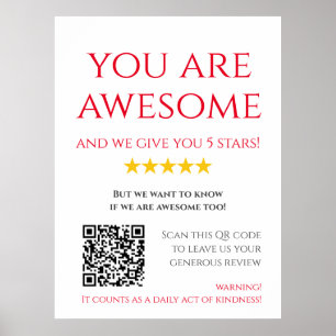 Funny Custom QR Code Business Logo Review Poster