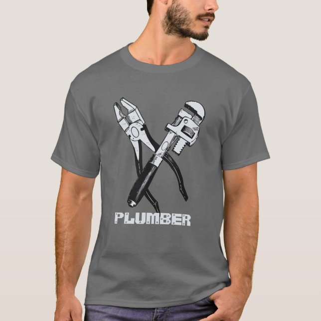 Funny custom text PLUMBER Shirts (Vorderseite)