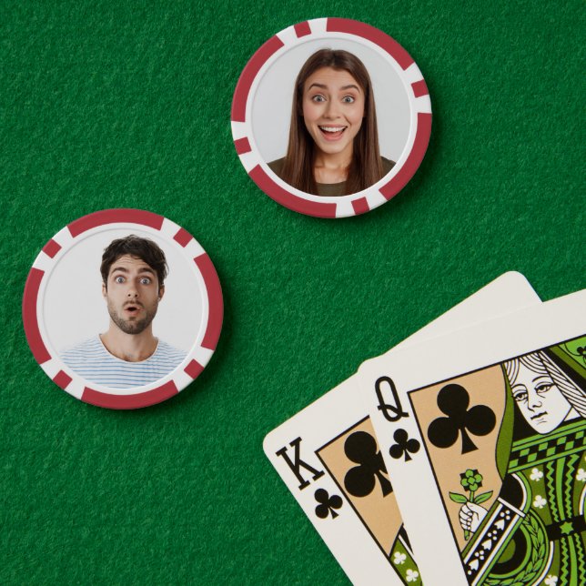 Funny custom two Foto image Hochzeitsfeier Pokerchips (Pokertisch (doppelt))