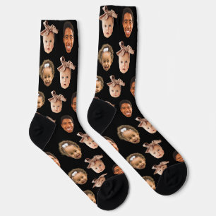 Funny Custom Vater 3 Kids Foto Schwarz Socken