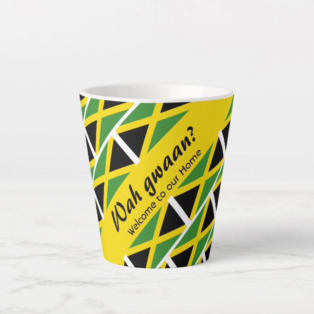 Funny Custom WAH GWAAN Jamaica Flag Milchtasse (Vorderseite)
