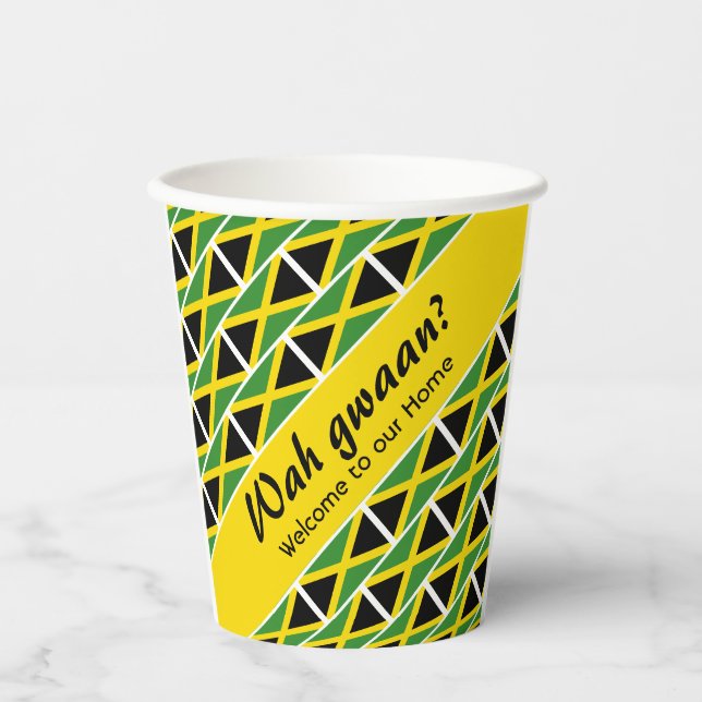 Funny Custom WAH GWAAN Jamaica Flag Pappbecher (Vorderseite)