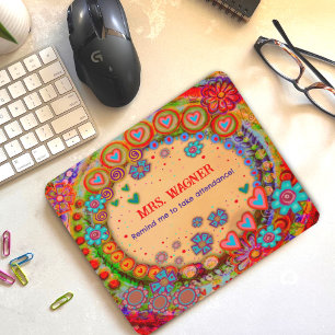 Funny Custom Whimsical Hearts Blume Besuch Mousepad