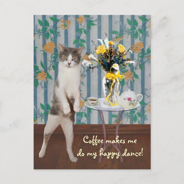 Funny Customizable Coffee Cat/Kitty Postkarte (Vorderseite)