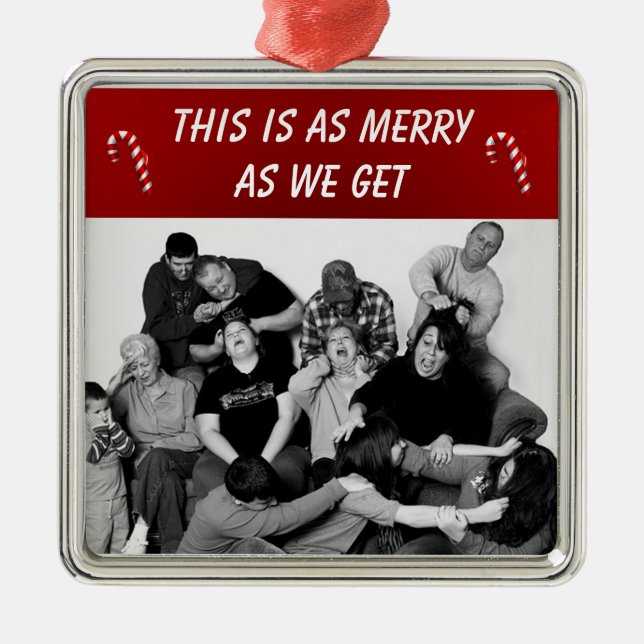 Funny Customizable Family Foto Ornament Aus Metall (Vorne)