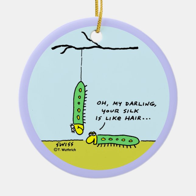 Funny Customized Raupe Liebe Xmas Tree Keramik Ornament (Vorne)