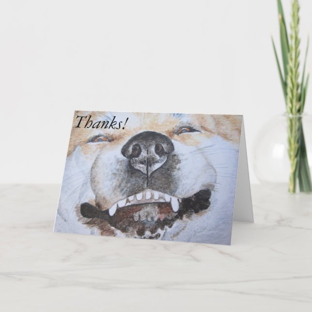 Funny Cute Akita Smiling Realist Dog Thank you Dankeskarte (Vorderseite)