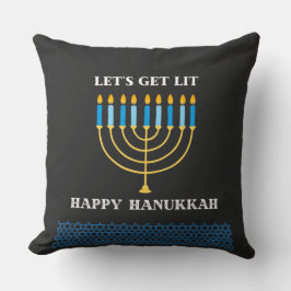 Funny Cute Blue Hanukkah Menorah Design Kissen