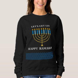 Funny Cute Blue Hanukkah Menorah Design Sweatshirt