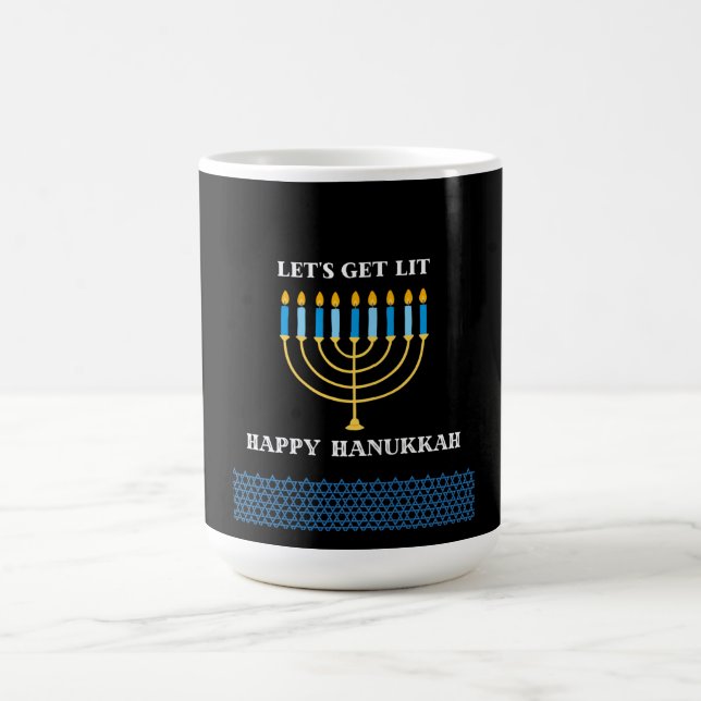 Funny Cute Blue Hanukkah Menorah Design Verwandlungstasse (Zentrum)