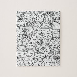 Funny Cute Cats Zen Doodle Relaxing Adult Coloring