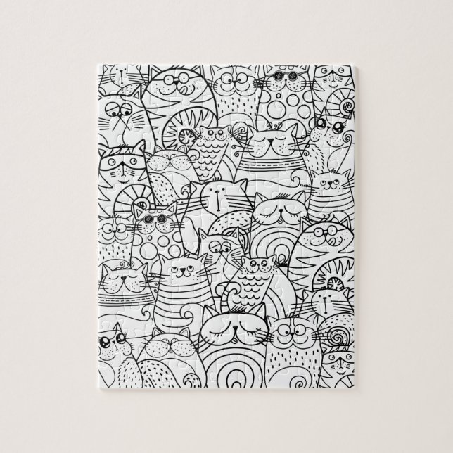 Funny Cute Cats Zen Doodle Relaxing Adult Coloring (Vertikal)