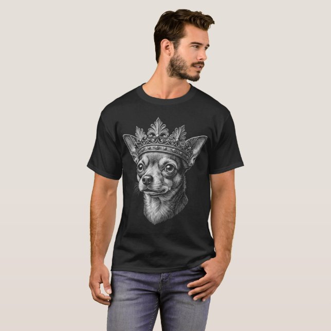 Funny Cute Chihuahua Crown Design Majestic Small  T-Shirt (Vorne ganz)