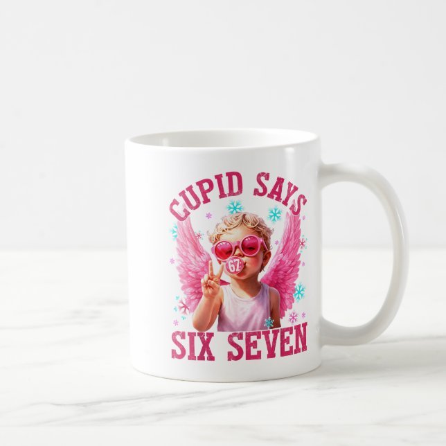 Funny Cute Cud Says Six Seven Valentine's Day 67 M Kaffeetasse (Rechts)