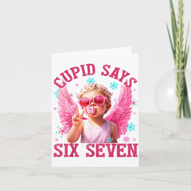 Funny Cute Cud Says Six Seven Valentine's Day 67 M Karte (Vorderseite)