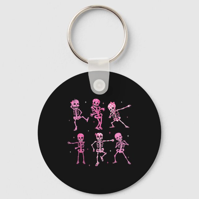 Funny Cute Dancing Skeleton Halloween Costume Shir Schlüsselanhänger (Vorderseite)