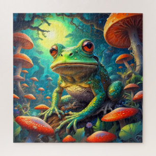 Funny Cute Frog assis puzzle puzzle