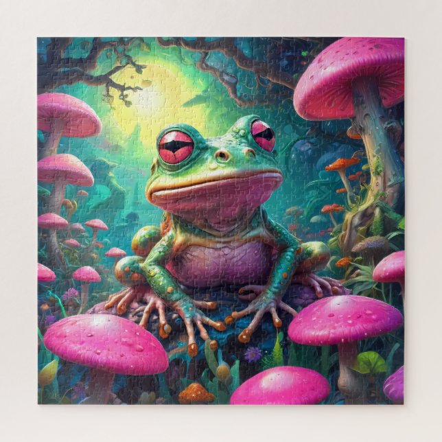 Funny Cute Frog assis puzzle puzzle (Vertical)