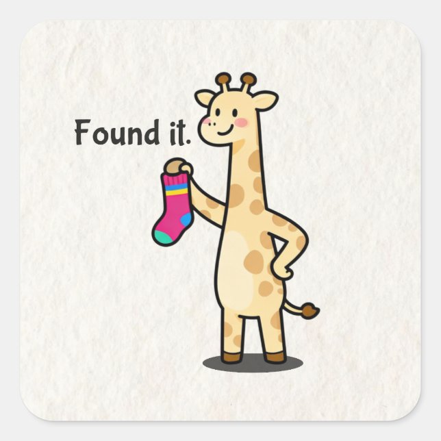 Funny Cute Giraffe Aesthetic  Quadratischer Aufkleber (Vorderseite)