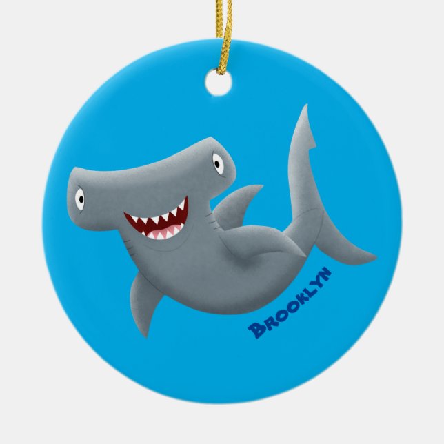 Funny cute Hammerhead shark cartoon  Keramik Ornament (Vorne)