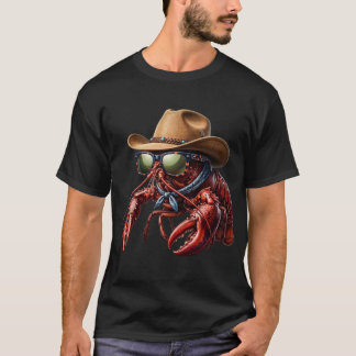 Funny Cute Lobster Cowboy Cool Western Country T-Shirt