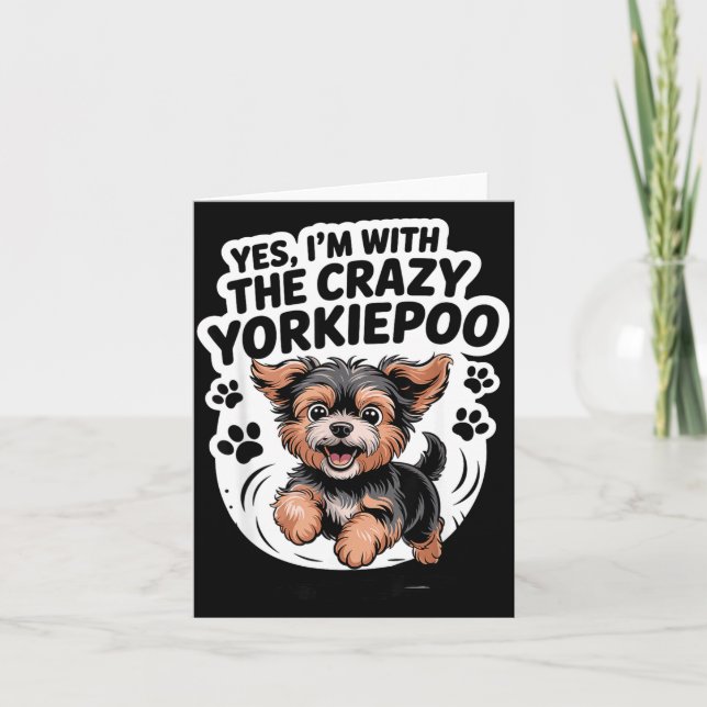 Funny Cute Pet Mix Dog Pup Yes I'm With The Crazy  Karte (Vorderseite)