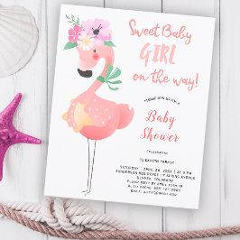Funny cute pink flamingo floral BUDGET baby shower