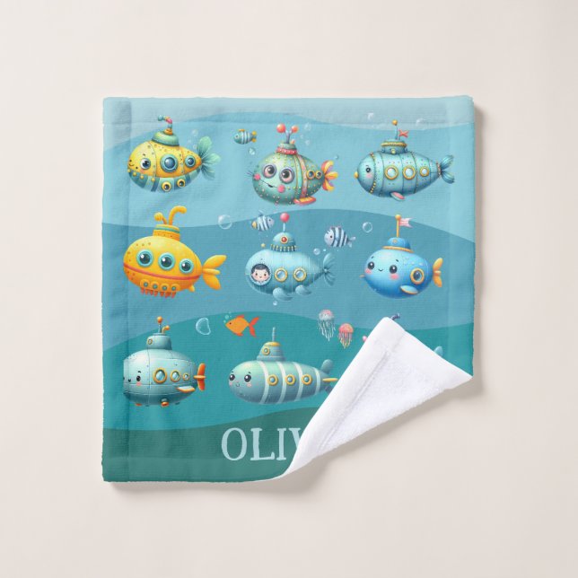 Funny Cute Sous-marin Motif Enfants (Gant de toilette)
