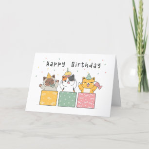 Funny Cute Tabby Chat Kitten Carte d'anniversaire