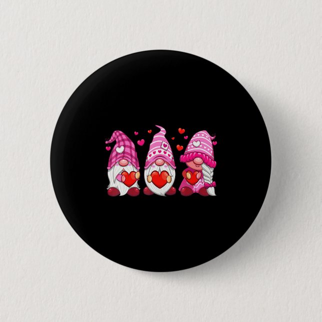 Funny Cute Three Gnomies Nk Hearts Matching Vale  Button (Vorderseite)