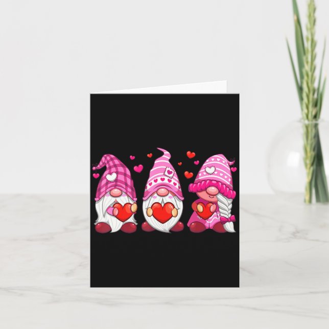 Funny Cute Three Gnomies Nk Hearts Matching Vale  Karte (Vorderseite)