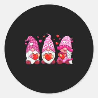 Funny Cute Three Gnomies Nk Hearts Matching Vale  Runder Aufkleber