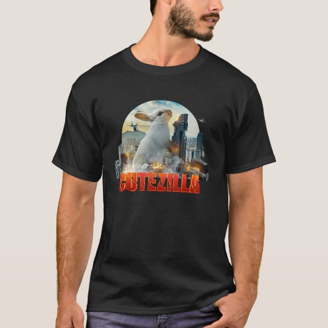 Funny & cute white rabbit is wild at Christmas T-Shirt (Vorderseite)