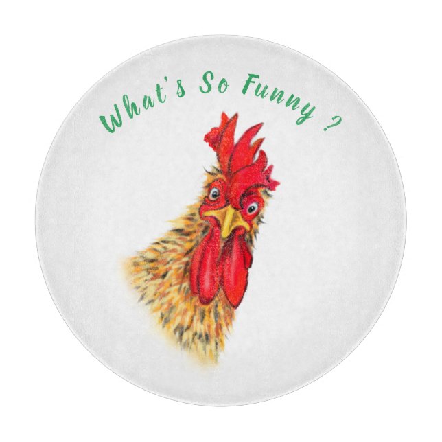 Funny Cutting Board überrascht Rooster Custom Text Schneidebrett (Vorderseite)
