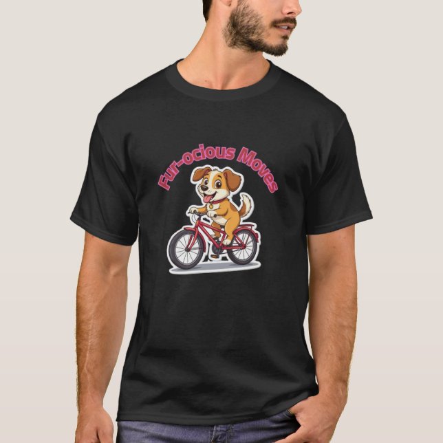 **Funny Cycling Dog – Cute Dog Riding a Bicycle Il T-Shirt (Vorderseite)