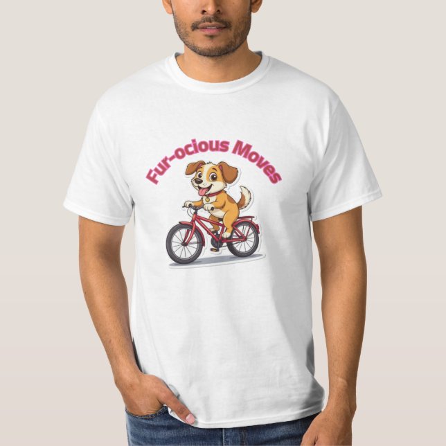 **Funny Cycling Dog – Cute Dog Riding a Bicycle Il T-Shirt (Vorderseite)