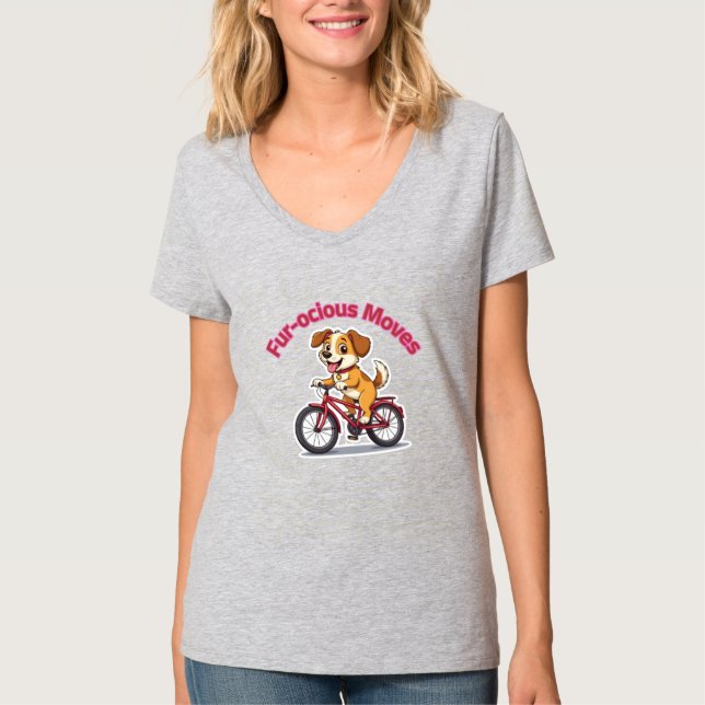 **Funny Cycling Dog – Cute Dog Riding a Bicycle Il T-Shirt (Vorderseite)