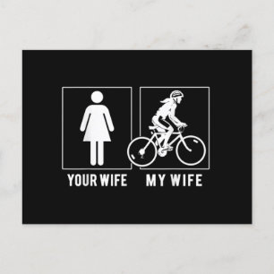 FUNNY CYCLING - IHRE EHEFRAU - MEINE EHEFRAU CYCLI POSTKARTE