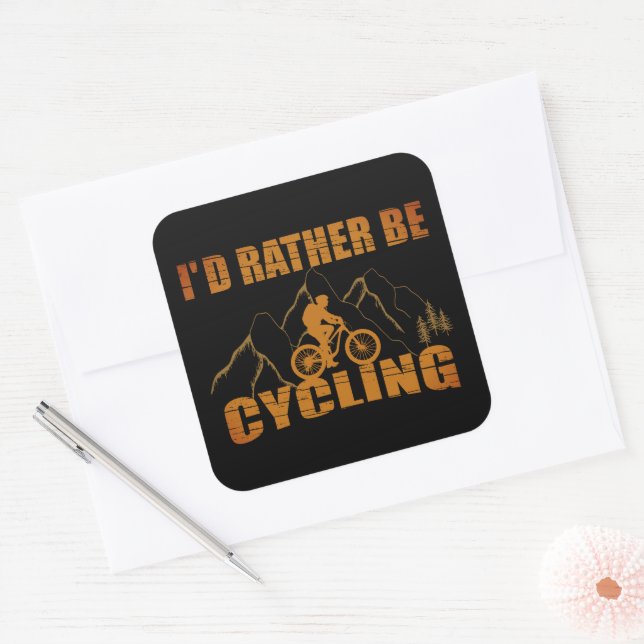 Funny Cycling Quotes Quadratischer Aufkleber (Umschlag)