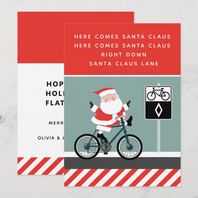 Funny Cyclist Bike Holiday Card (Vorne/Hinten)