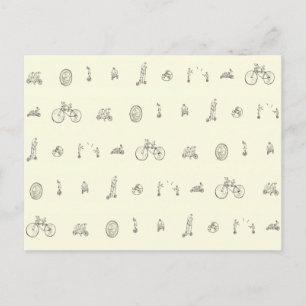 Funny Cyclists reiten Quirky Bicycles Zeichnend Ku Postkarte