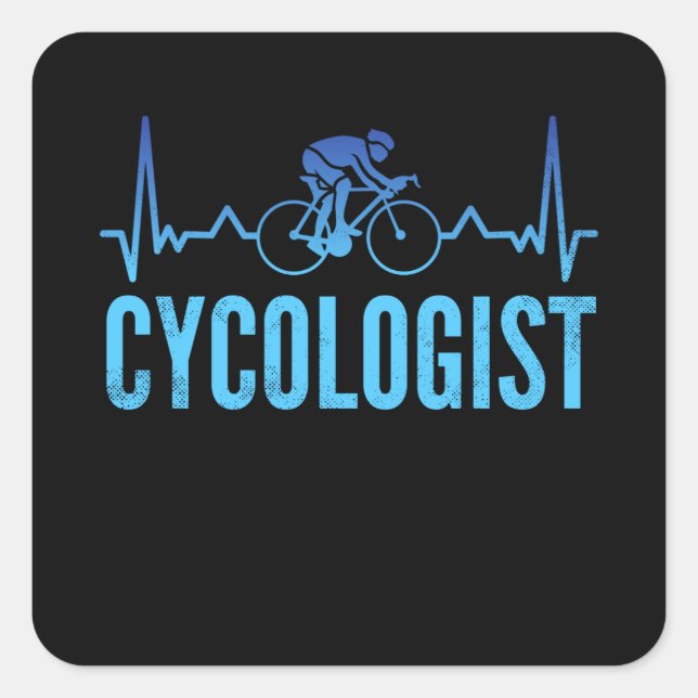 Funny Cycologist Heartbeat-Cycling-Geschenk Quadratischer Aufkleber (Vorderseite)